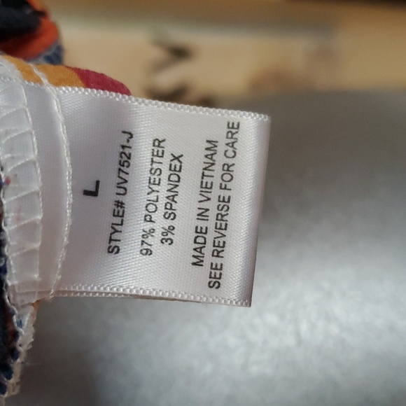 Rich & Beautiful Striped Button Up Front Tie Blouse Woman L - Picture 6 of 9